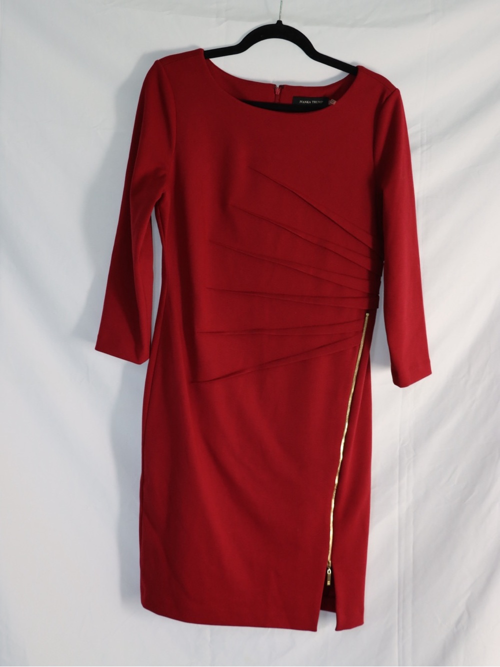 Ivanka Trump Red Long Sleeve Sheath Dress with Side Zip